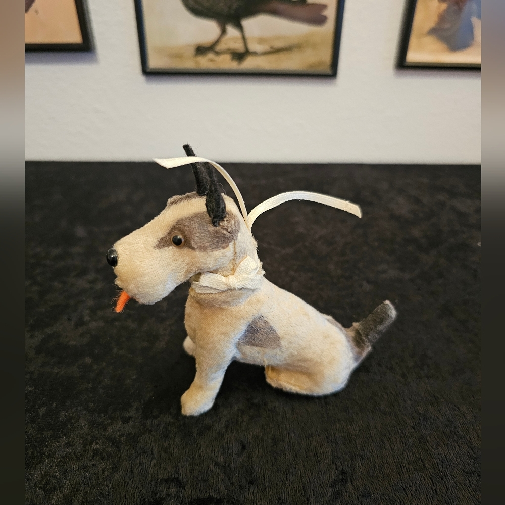 Vintage Flocked Mohair Fox Terrier
